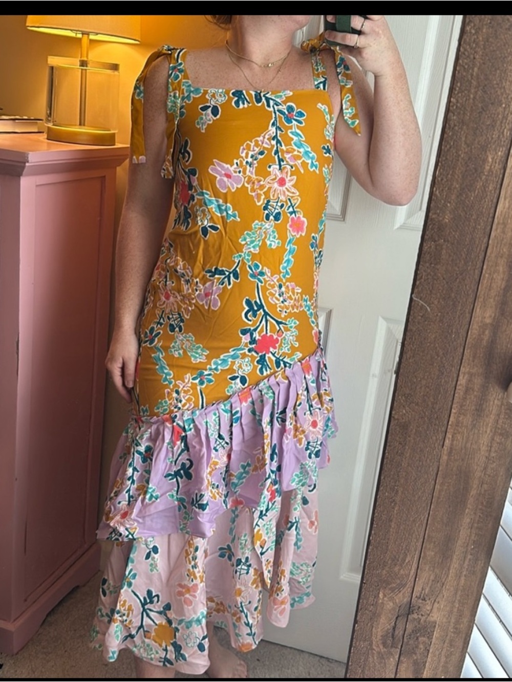 ālivia Floral Mustard & Lilac Dress